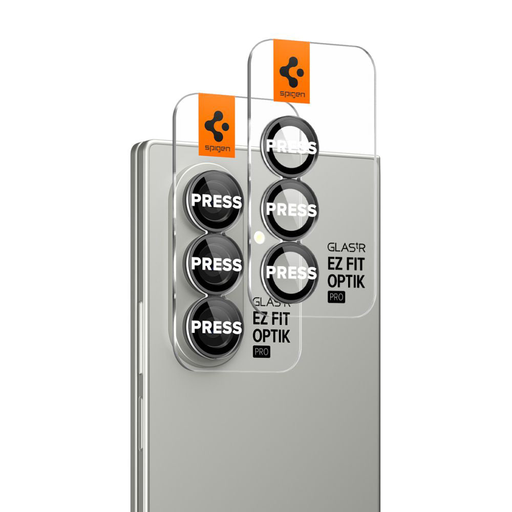 Zaštitna folija za stražnju kameru Spigen GlastR EZ FIT Optik Pro HD za Samsung Galaxy Z Fold7 F966, Kaljeno staklo, Set od 2 komada, Crna AGL09581