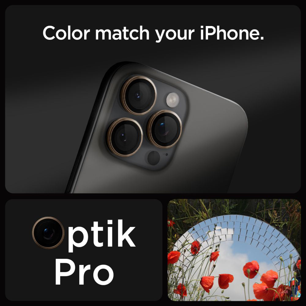 Zaštitna folija za stražnju kameru Spigen GlastR EZ FIT Optik Pro za Apple iPhone 16 Pro, Kaljeno staklo, Set od 2 komada, Brončana AGL08862