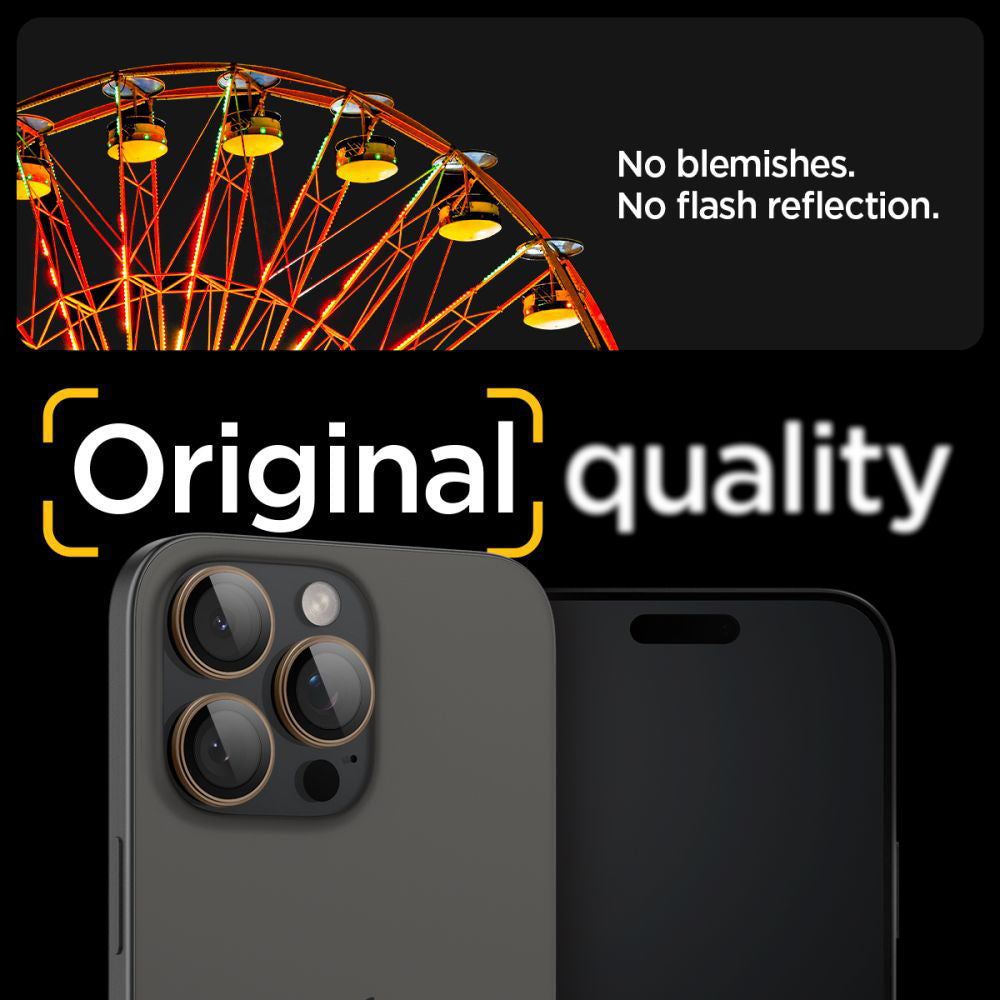 Zaštitna folija za stražnju kameru Spigen GlastR EZ FIT Optik Pro za Apple iPhone 16 Pro, Kaljeno staklo, Set od 2 komada, Brončana AGL08862