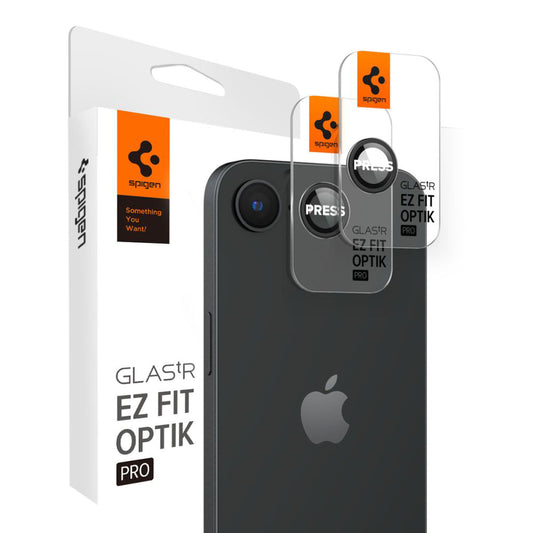 Zaštitna folija za stražnju kameru Spigen GlastR EZ FIT Optik Pro za Apple iPhone 17e / 16e, Kaljeno staklo, Set od 2 komada, Crna AGL09279