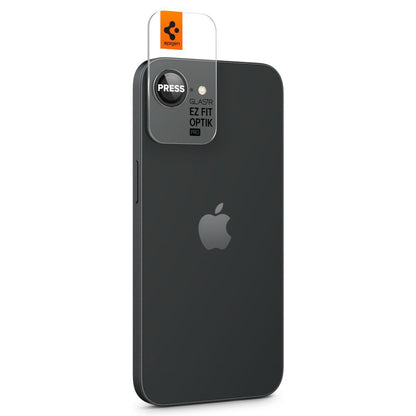 Zaštitna folija za stražnju kameru Spigen GlastR EZ FIT Optik Pro za Apple iPhone 17e / 16e, Kaljeno staklo, Set od 2 komada, Crna AGL09279