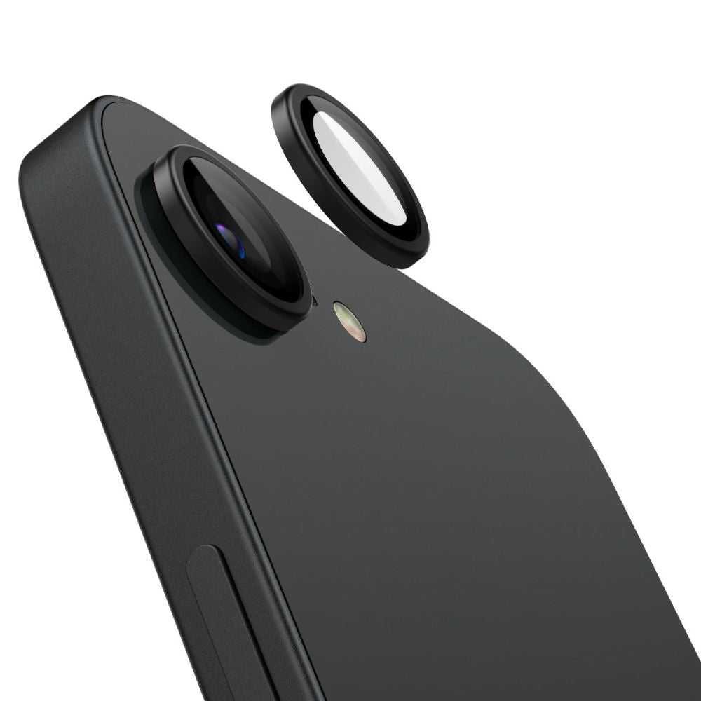 Zaštitna folija za stražnju kameru Spigen GlastR EZ FIT Optik Pro za Apple iPhone 17e / 16e, Kaljeno staklo, Set od 2 komada, Crna AGL09279