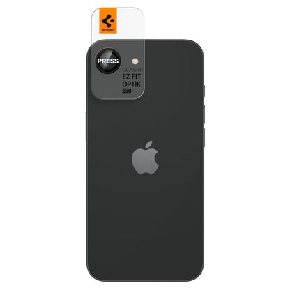Zaštitna folija za stražnju kameru Spigen GlastR EZ FIT Optik Pro za Apple iPhone 17e / 16e, Kaljeno staklo, Set od 2 komada, Crna AGL09279