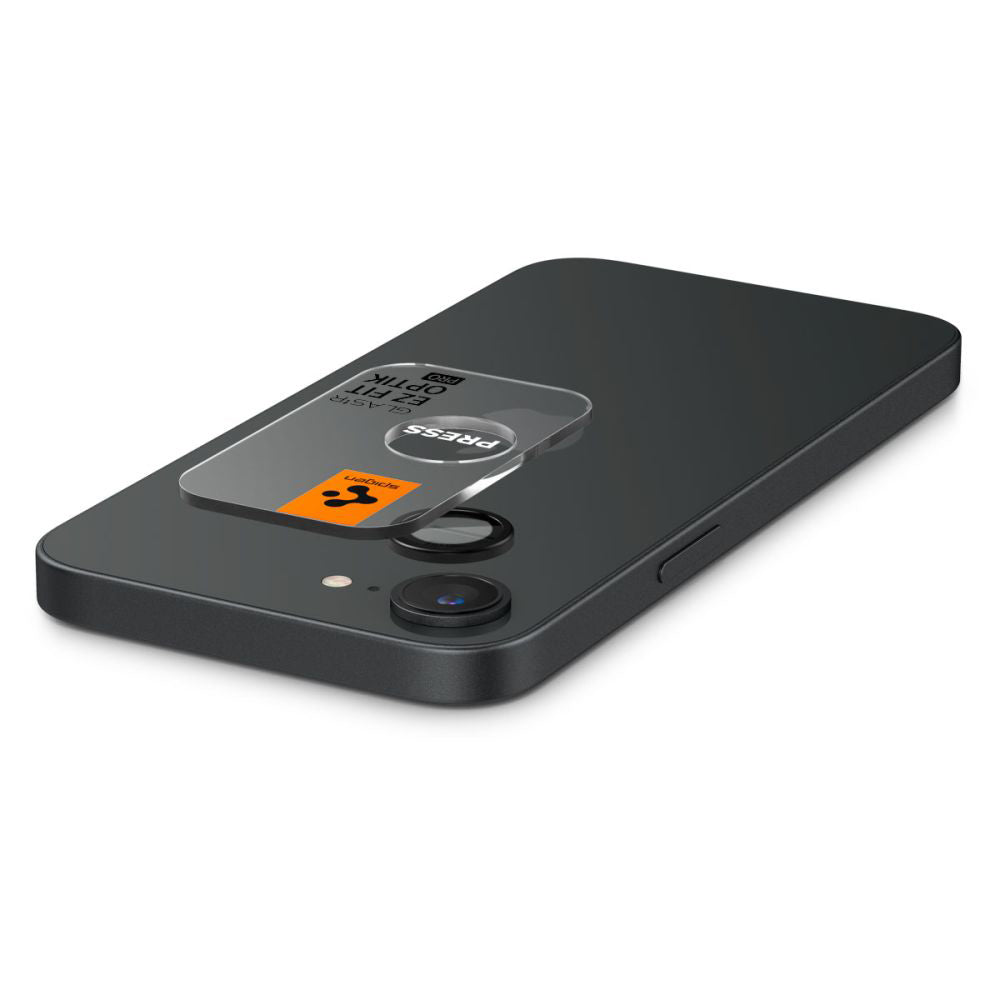 Zaštitna folija za stražnju kameru Spigen GlastR EZ FIT Optik Pro za Apple iPhone 17e / 16e, Kaljeno staklo, Set od 2 komada, Crna AGL09279