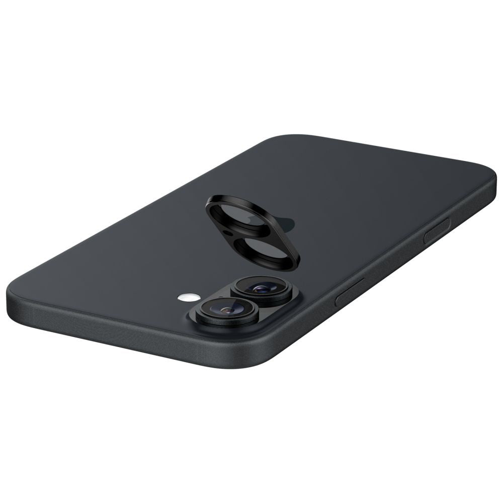 Zaštitna folija za stražnju kameru Spigen GlastR Optik za Apple iPhone 16 Plus / 16, Kaljeno staklo, Set od 2 komada, Crna AGL07922