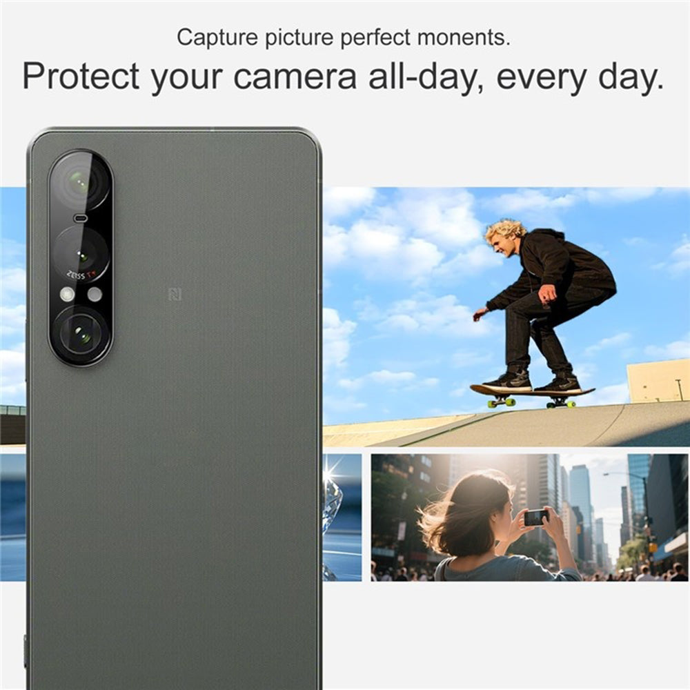 Zaštitna folija za stražnju kameru Techsuit za Sony Xperia 1 VII, kaljeno staklo, crna