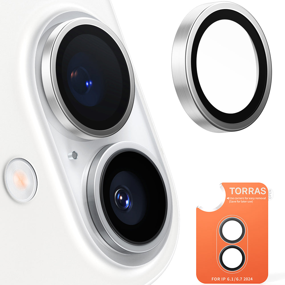 Zaštitna folija za stražnju kameru Torras Lensguard za Apple iPhone 16 Plus / 16, Kaljeno staklo, Metalik siva