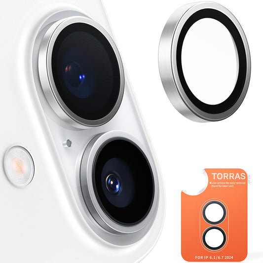 Zaštitna folija za stražnju kameru Torras Lensguard za Apple iPhone 16 Plus / 16, Kaljeno staklo, Metalik siva