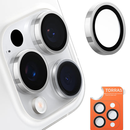 Zaštitna folija za stražnju kameru Torras Lensguard za Apple iPhone 16 Pro Max / 16 Pro, Kaljeno staklo, Metalik siva