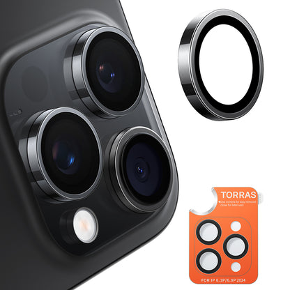 Zaštitna folija za stražnju kameru Torras Lensguard za Apple iPhone 16 Pro Max / 16 Pro, kaljeno staklo, crna