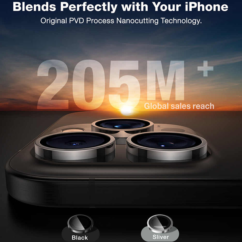 Zaštitna folija za stražnju kameru Torras Lensguard za Apple iPhone 16 Pro Max / 16 Pro, kaljeno staklo, crna
