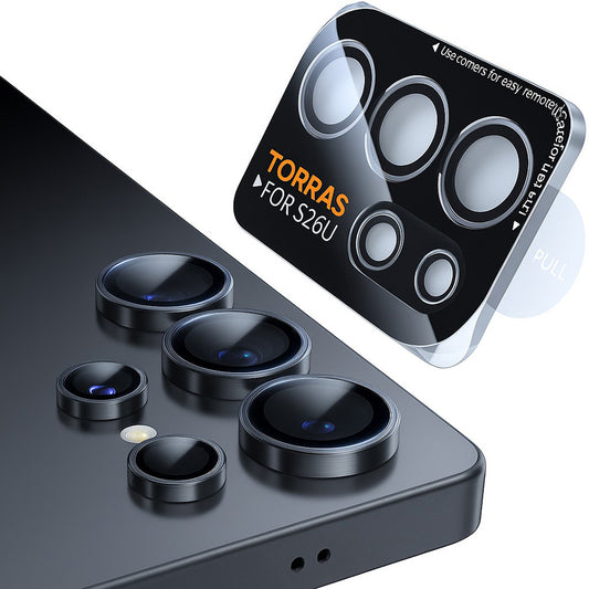 Zaštitna folija za stražnju kameru Torras Lensguard za Samsung Galaxy S26 Ultra, Kaljeno staklo, Crna