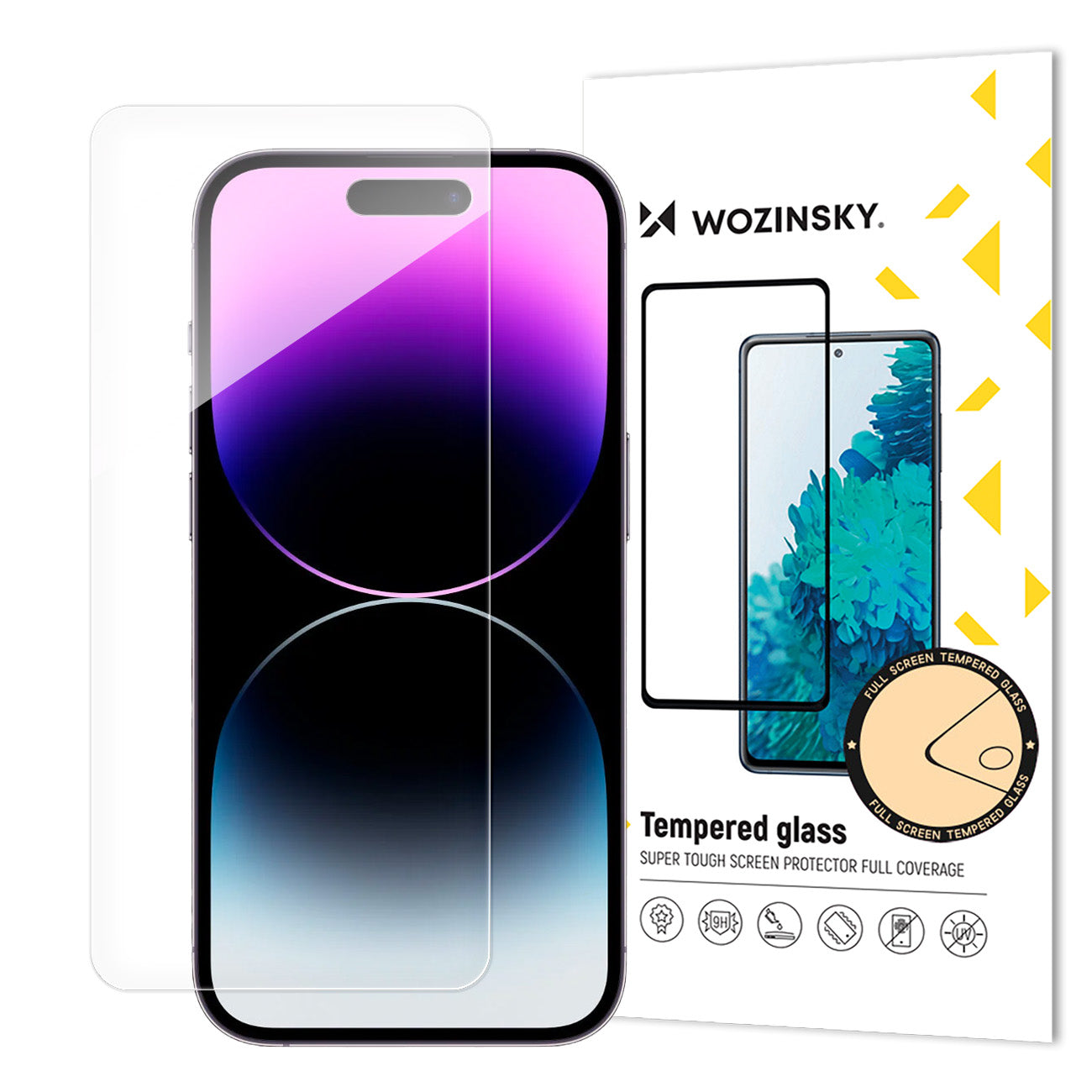 Zaštitna folija za ekran WZK za Apple iPhone 15 Pro, Kaljeno staklo, Pun ljepilo