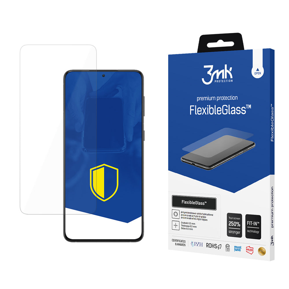 Folija za zaštitu ekrana 3MK FlexibleGlass za Samsung Galaxy S21 5G G991, Fleksibilno staklo, Pun ljepilo