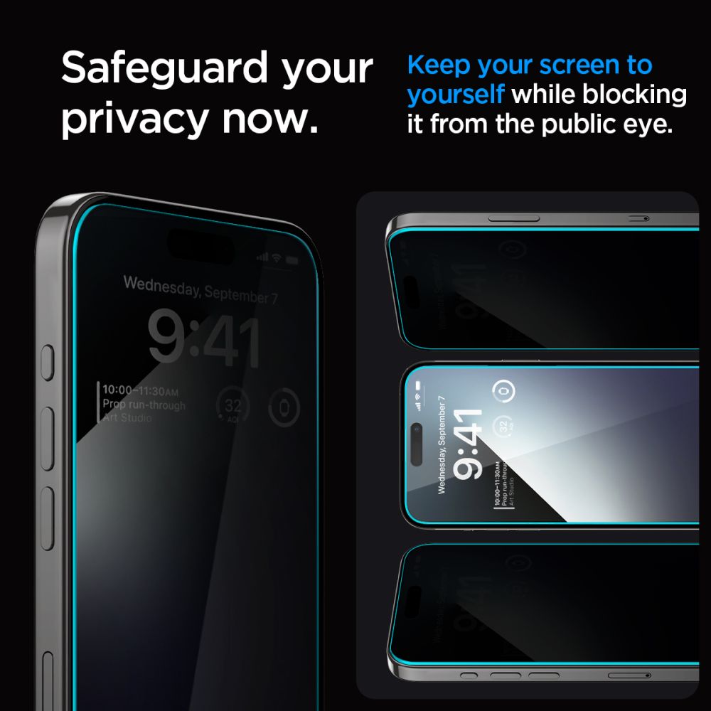 Zaštitna folija za ekran Privacy Spigen EZ FIT za Apple iPhone 16 / 15, Kaljeno staklo, Pun ljepilo, 2.5D AGL07121