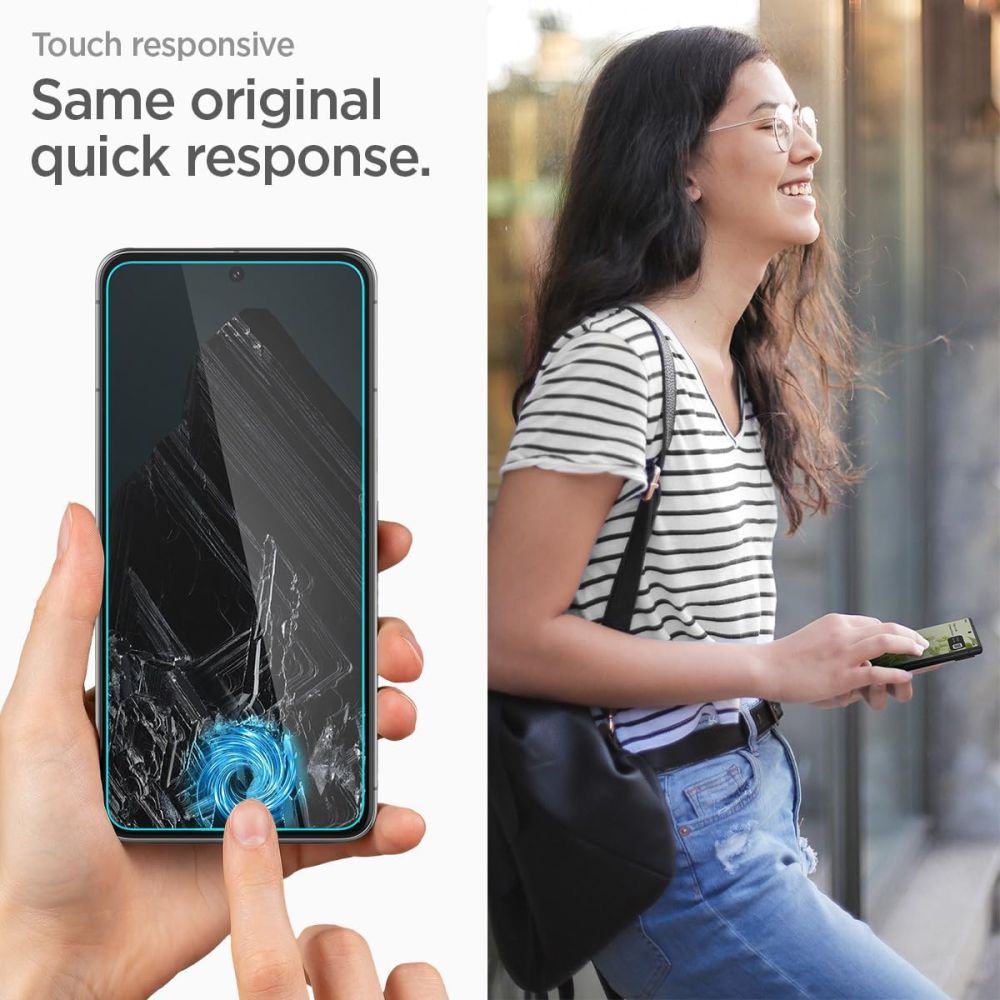 Zaštitna folija za ekran Spigen Alm GlastR za Google Pixel 8 Pro, Kaljeno staklo, Pun ljepilo, Set od 2 komada