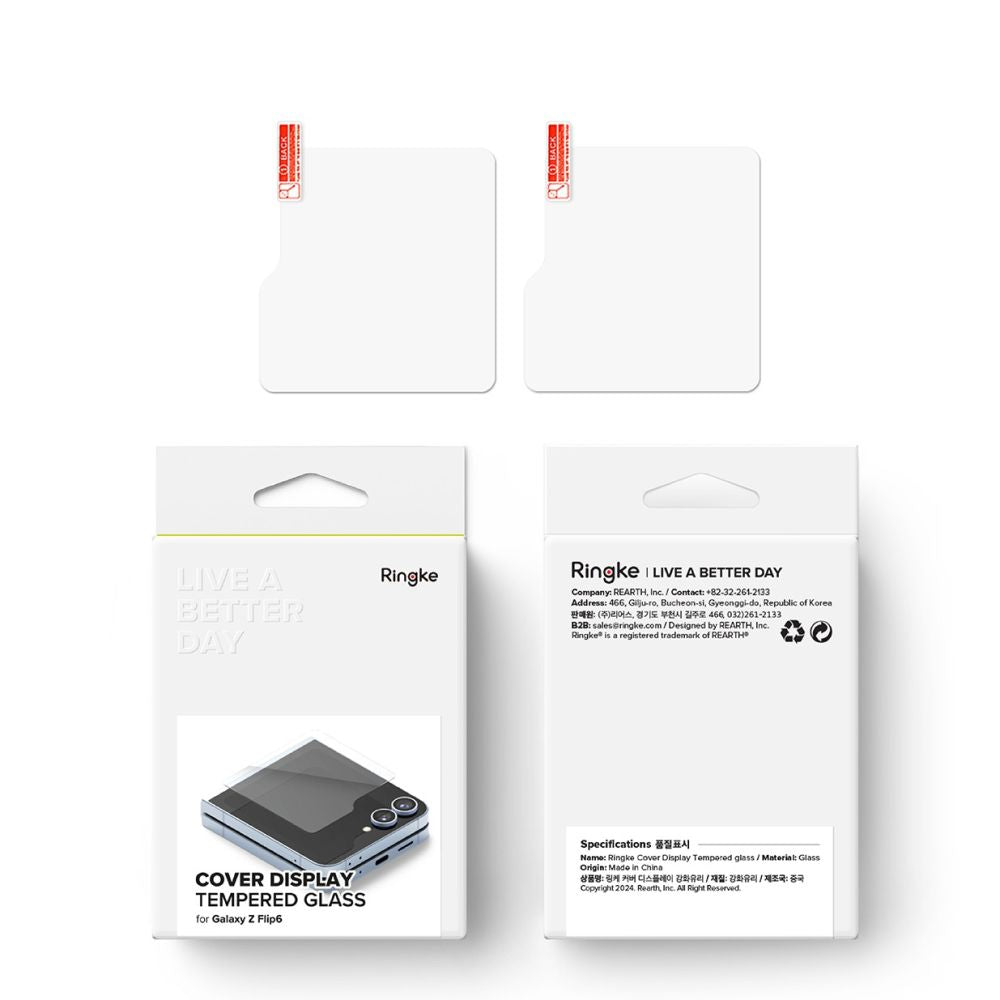 Zaštitna folija za vanjski ekran Ringke Cover Display za Samsung Galaxy Z Flip6 F741, Kaljeno staklo, AB Ultra Glue, Set od 2 komada