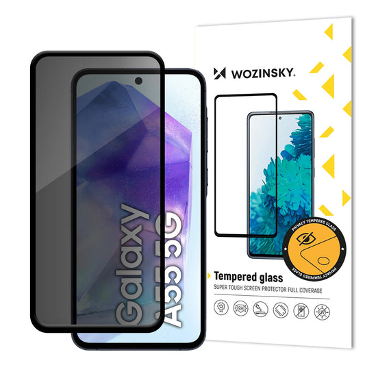 Zaštitna folija za ekran Privacy WZK AntiSpy za Samsung Galaxy A55 5G A556, Kaljeno staklo, Full Glue