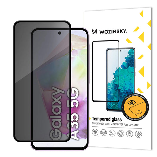 Folija za zaštitu ekrana Privacy WZK AntiSpy za Samsung Galaxy A35 5G A356, Kaljeno staklo, Pun ljepilo