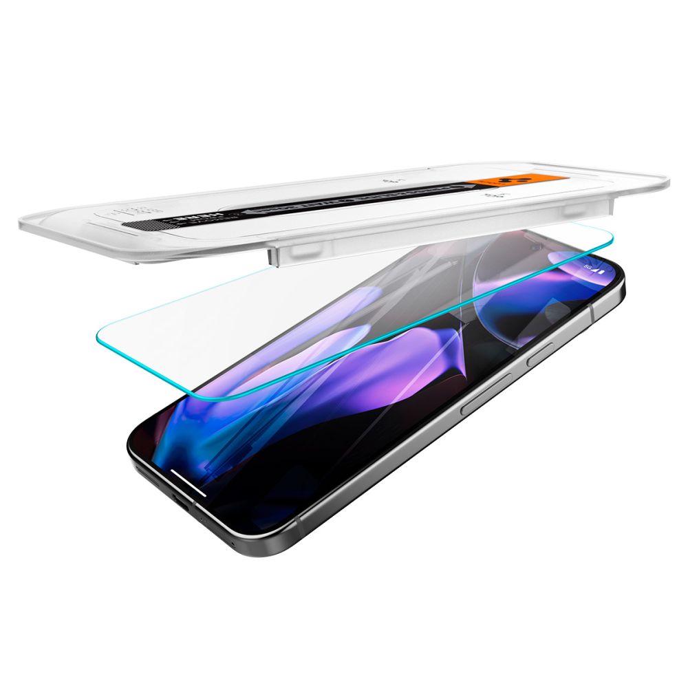 Zaštitna folija za ekran Spigen EZ FIT za Google Pixel 9 / 9 Pro, Kaljeno staklo, Pun ljepilo, Set od 2 komada, 2.5D AGL08442