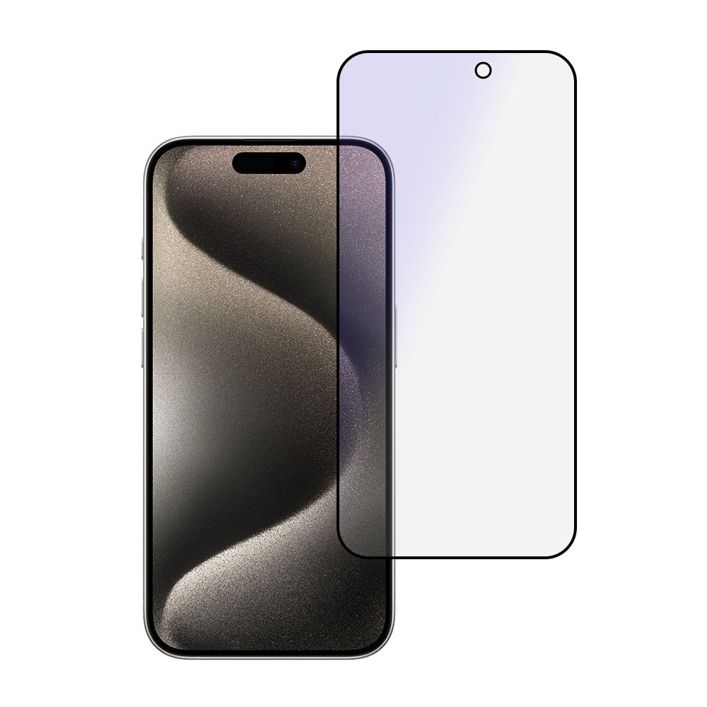 Zaštitna folija za ekran Anti Blue Light OEM za Apple iPhone 16, Kaljeno staklo, Pun ljepilo, Crna