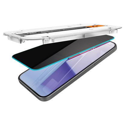 Zaštitna folija za ekran Privacy Spigen EZ FIT za Apple iPhone 15 Pro Max, Kaljeno staklo, Pun ljepilo, 2.5D AGL07118