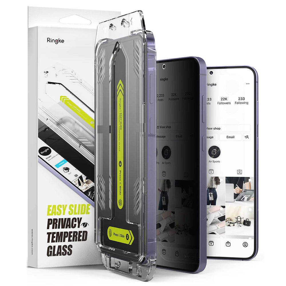 Zaštitna folija za ekran Privacy Ringke Easy Slide za Samsung Galaxy S25+ S936 / S24+ S926, Kaljeno staklo, Full Glue, Set od 2 komada