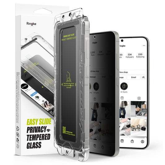 Zaštitna folija za ekran Privacy Ringke Easy Slide za Samsung Galaxy S25 S931 / S24 S921, Kaljeno staklo, Pun ljepilo, Set od 2 komada
