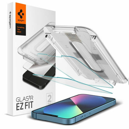 Zaštitna folija za ekran Spigen GlastR EZ FIT za Apple iPhone 17e / 16e / 14 / 13 Pro, Kaljeno staklo, Full Glue, Set 2 komada AGL03385