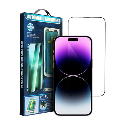 Zaštitna folija za ekran OEM Automatic Alignment za Apple iPhone 14 Plus / 13 Pro Max, Kaljeno staklo, Full Glue, 5D, Crna
