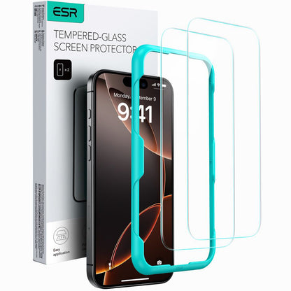Zaštitna folija za ekran ESR za Apple iPhone 16 / 15, Kaljeno staklo, Full Glue, Set od 2 komada, Crna