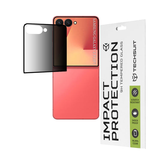 Zaštitna folija za vanjski ekran Privacy Techsuit za Samsung Galaxy Z Flip7 F766, Kaljeno staklo, Full Glue, 111D