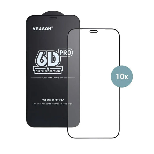 Zaštitna folija za ekran Veason PRO za Apple iPhone 17 Pro Max, Kaljeno staklo, Full Glue, Set 10 komada, 6D, Crna