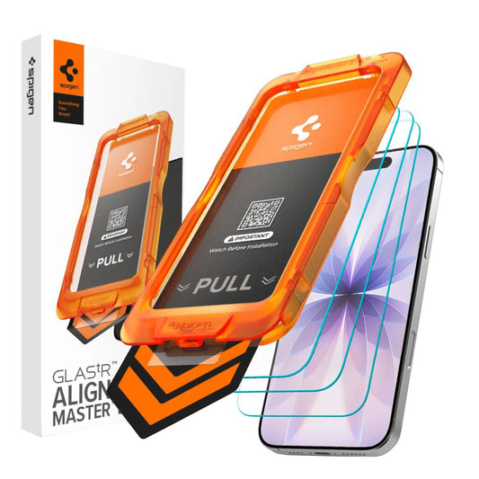 Zaštitna folija za ekran Spigen GlastR Align Master Slim za Apple iPhone 17, Kaljeno staklo, Pun ljepilo, Set od 3 komada