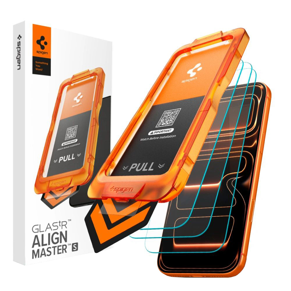 Zaštitna folija za ekran Spigen GlastR Align Master Slim za Apple iPhone 17 Pro Max, Kaljeno staklo, Full Glue, Set od 3 komada AGL10099