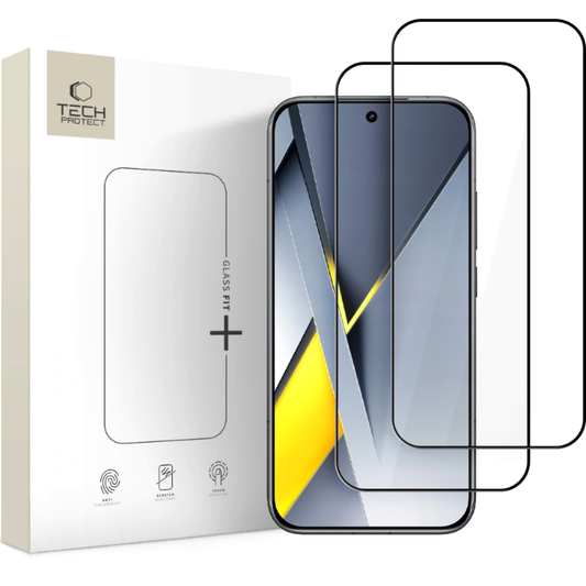 Zaštitna folija za ekran Tech-Protect FIT+ za Xiaomi Poco F8 Pro, Kaljeno staklo, Full Glue, Set 2 komada, 2.5D, Crna