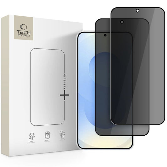 Zaštitna folija za ekran Privacy Tech-Protect Spy+ za Samsung Galaxy S26 S942, Kaljeno staklo, Full Glue, Set od 2 komada