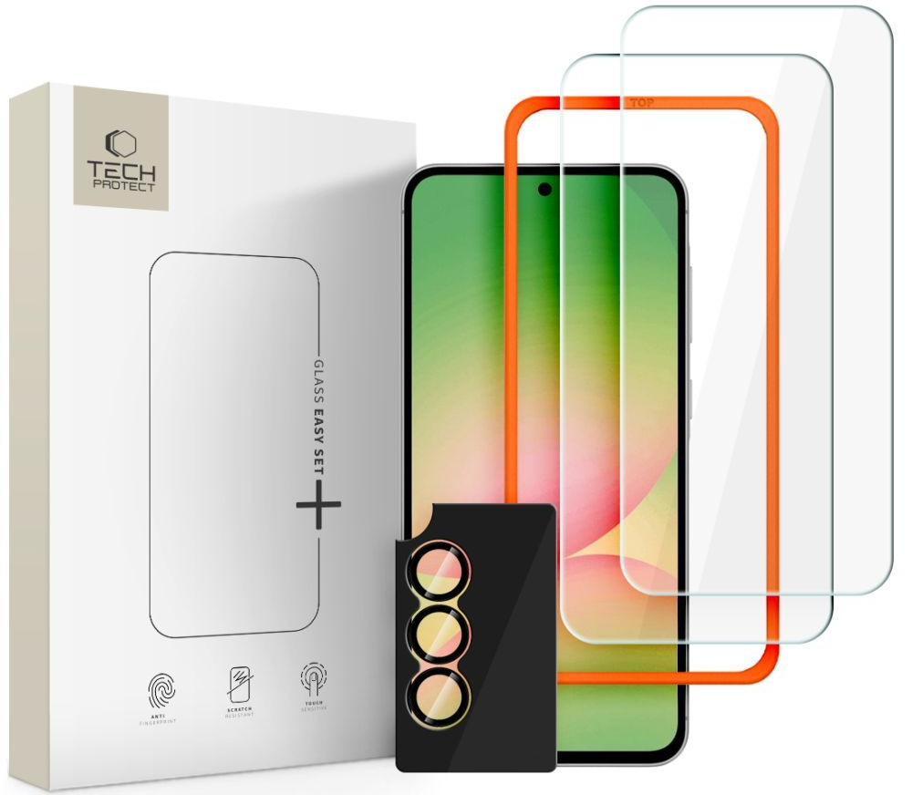 Zaštitna folija za ekran i stražnju kameru Tech-Protect Quick Set+ za Samsung Galaxy A57 5G, Kaljeno staklo, Full Glue, Set od 3 komada