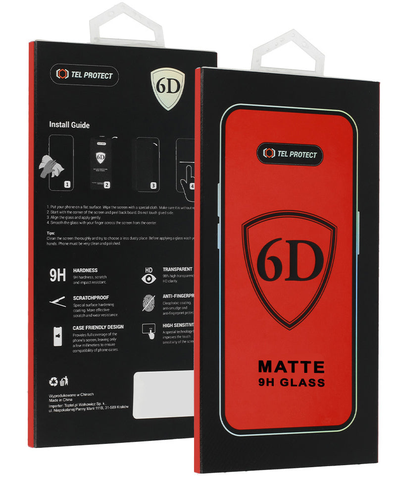 Zaštitna folija za ekran Matte OEM za Apple iPhone 18 Pro, Kaljeno staklo, Full Glue, 6D, Crna