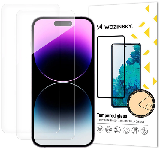 Zaštitna folija za ekran WZK za Apple iPhone 18 Pro / 17 Pro / 16 Pro, Kaljeno staklo, Puna ljepila, Set od 2 komada