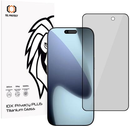 Zaštitna folija za zaslon Privacy Tel Protect 10X Plus Titanium za Apple iPhone 17 Pro, kaljeno staklo, potpuno ljepljiva površina
