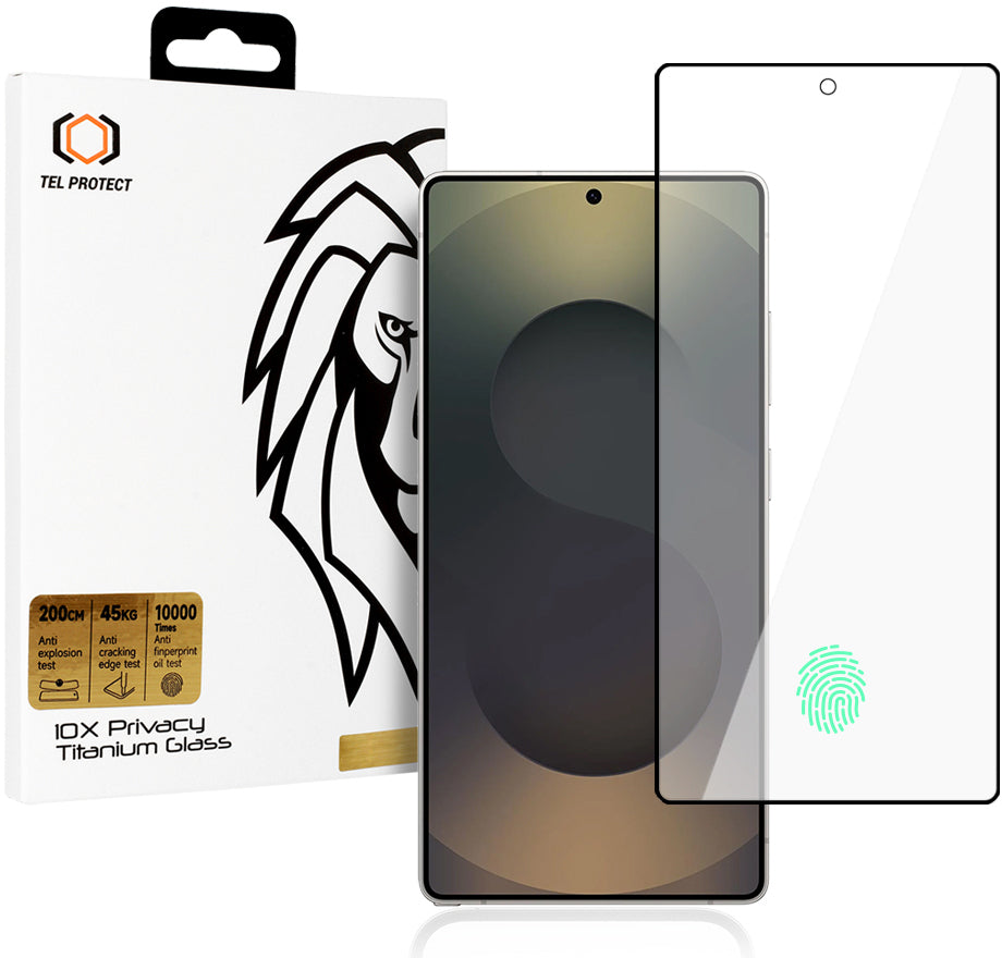 Zaštitno staklo za zaslon Privacy Tel Protect 10X Plus Titanium za Samsung Galaxy S25 Ultra S938, kaljeno staklo, potpuno ljepljivo cijelom površinom