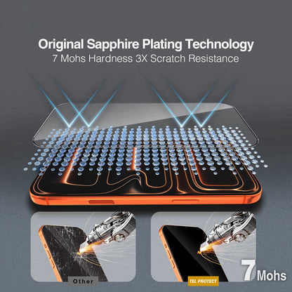 Zaštitna folija za zaslon Tel Protect 10X HD DLC Diamond Coating za Apple iPhone 17e / 16e / 14 / 13 Pro / 13, kaljeno staklo, potpuno ljepljiva, crna
