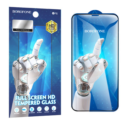Zaštitna folija za ekran Borofone BF6 Diamond Armor za Apple iPhone 17e / 16e / 14 / 13 Pro, Kaljeno staklo, Full Glue, Set od 10 komada, Crna