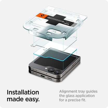 Zaštitna folija za vanjski ekran Spigen GlastR EZ FIT za Samsung Galaxy Z Flip6 F741, Kaljeno staklo, Full Glue, Set 2 komada AGL07972