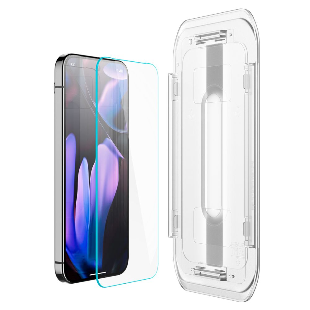 Zaštitna folija za ekran Spigen EZ FIT za Google Pixel 9 / 9 Pro, Kaljeno staklo, Pun ljepilo, Set od 2 komada, 2.5D AGL08442