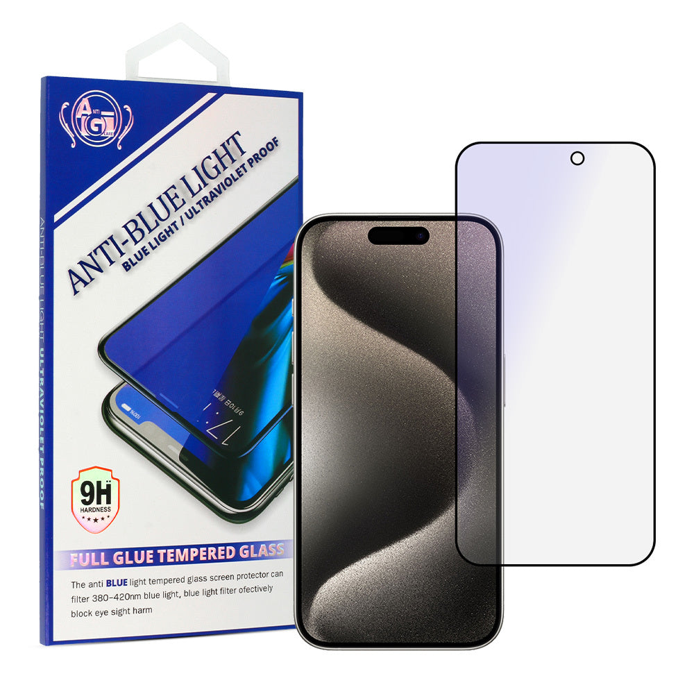 Zaštitna folija za ekran Anti Blue Light OEM za Apple iPhone 16, Kaljeno staklo, Pun ljepilo, Crna