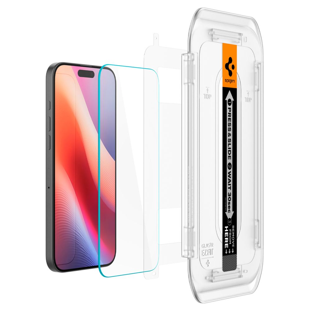 Zaštitna folija za ekran Spigen GlastR EZ FIT za Apple iPhone 17 Pro / 17 / 16 Pro, Kaljeno staklo, Full Glue, Set 2 komada