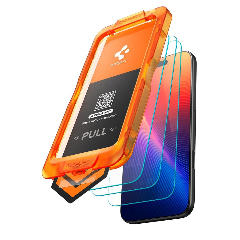 Zaštitna folija za ekran Spigen GlastR Align Master Slim za Apple iPhone 17 Pro, Kaljeno staklo, Full Glue, Set od 3 komada AGL10103