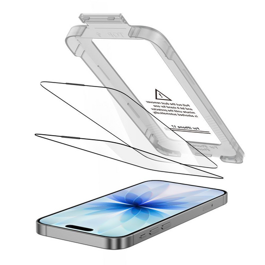 Zaštitna folija za ekran Tech-Protect Quick Set+ za Apple iPhone 17, Kaljeno staklo, Pun ljepilo, Set od 2 komada, Crna